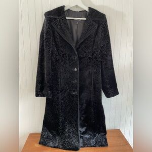 Vintage Y2K ‘Arden B’ Black Plush Duster Coat Faux Fur x Velvet